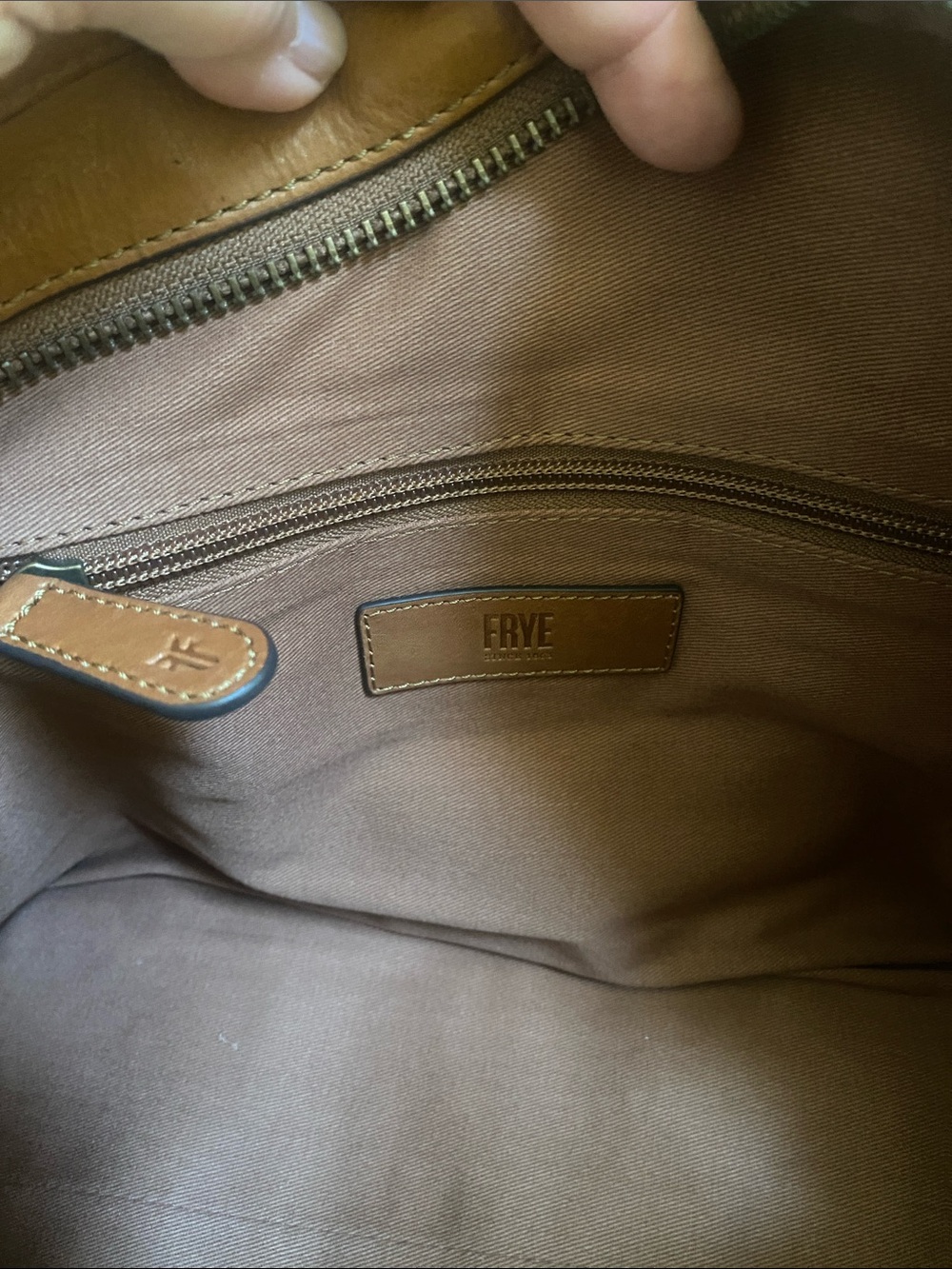 NWT $438 Frye Cognac All Leather Lucy Domed Satchel/Crossbody handbag - Picture 6 of 11